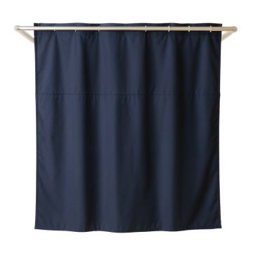 Cove Bridge Shower Curtain Hanging Flat From A Plain Rod - Navy