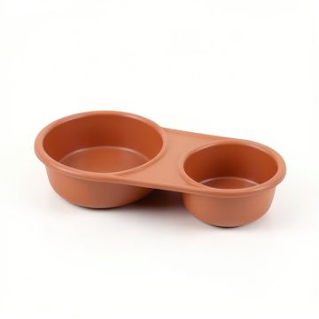 Glen Canyon Pet Feeding Stand With Two Plain Empty Bowls - Terracotta (synthetic illustration; no displayed measurements)