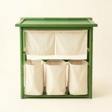 Pine Brook Laundry Sorting Station With Plain Removable Bags - Green (synthetic illustration; no displayed measurements)
