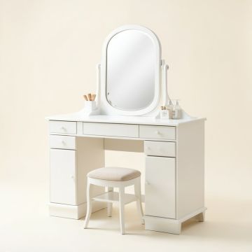 Cornelison Dressing Vanity Set With Stool And Mirror (synthetic illustration; no displayed measurements)