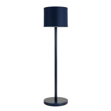 Olive Arc Floor Lamp With A Plain Fabric Shade - Navy