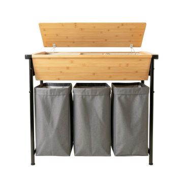Meadow Branch Laundry Sorting Station With Plain Removable Bags - Black