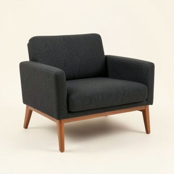 Ergenekon Mid-Century Modern Dark Grey Fabric Upholstered Loveseat (synthetic illustration; no displayed measurements)