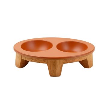 Heath Crossing Pet Feeding Stand With Two Plain Empty Bowls - Terracotta (synthetic illustration; no displayed measurements)