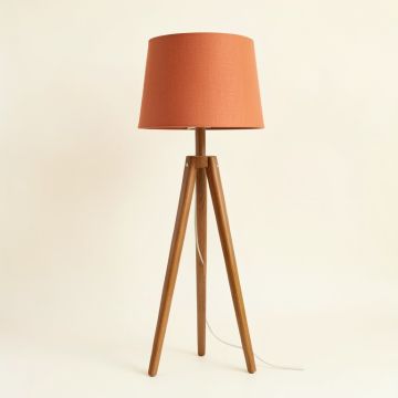 Flint Canyon Floor Lamp With A Plain Fabric Shade - Terracotta (synthetic illustration; no displayed measurements)