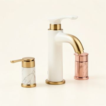 Widespread Faucet Bathroom (synthetic illustration; no displayed measurements)
