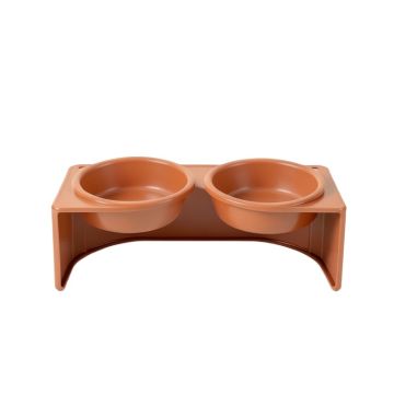 Field Crossing Pet Feeding Stand With Two Plain Empty Bowls - Terracotta (synthetic illustration; no displayed measurements)