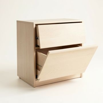 River Bridge Freestanding Pull-Out Hamper Cabinet - Beige (synthetic illustration; no displayed measurements)