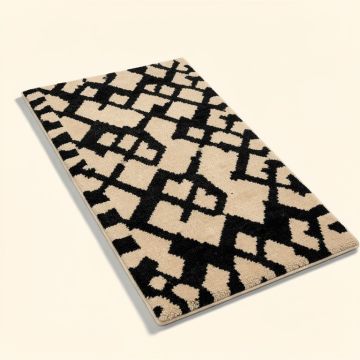 Casanova Geometric Tufted Wool Beige/Black Area Rug (synthetic illustration; no displayed measurements)