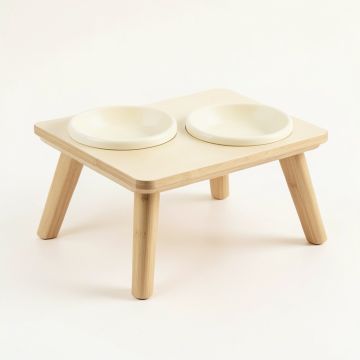 Field Bend Pet Feeding Stand With Two Plain Empty Bowls - Cream (synthetic illustration; no displayed measurements)