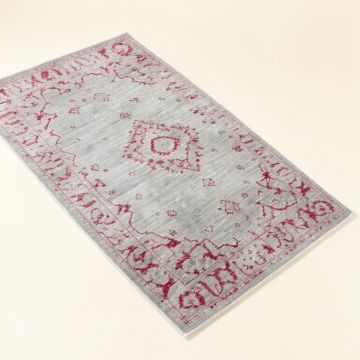 Katie Oriental Light Gray / Fuchsia Area Rug (synthetic illustration; no displayed measurements)
