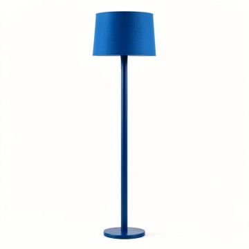 Slate Bridge Floor Lamp With A Plain Fabric Shade - Blue (synthetic illustration; no displayed measurements)