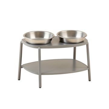 Holly Bend Pet Feeding Stand With Two Plain Empty Bowls - Gray