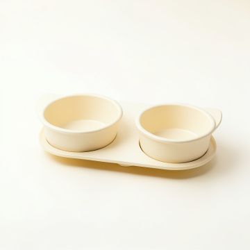 Maple Brook Pet Feeding Stand With Two Plain Empty Bowls - Ivory (synthetic illustration; no displayed measurements)