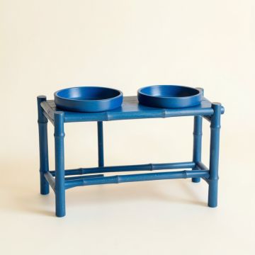 River Crossing Pet Feeding Stand With Two Plain Empty Bowls - Blue (synthetic illustration; no displayed measurements)
