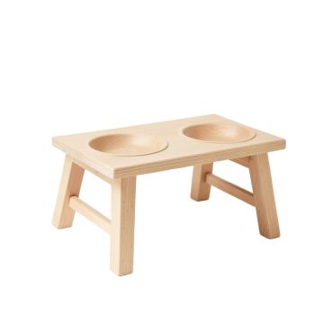 Rowan Canyon Pet Feeding Stand With Two Plain Empty Bowls - Beige