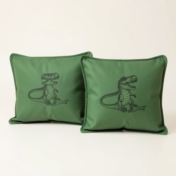 Kristi Let The World Hear You Roar T-Rex Name Square Pillow Cover & Insert (synthetic illustration; no displayed measurements)