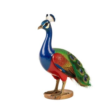 Provence Posturing Peacock Wood Figurine