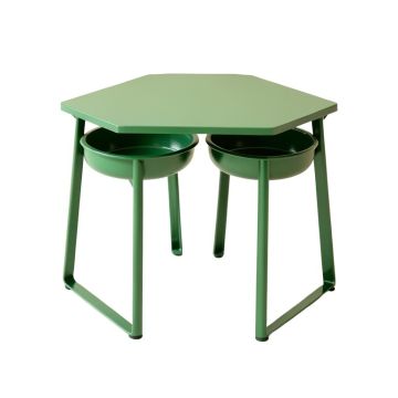 Heath Branch Pet Feeding Stand With Two Plain Empty Bowls - Green