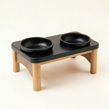 Flint Dale Pet Feeding Stand With Two Plain Empty Bowls - Black (synthetic illustration; no displayed measurements)