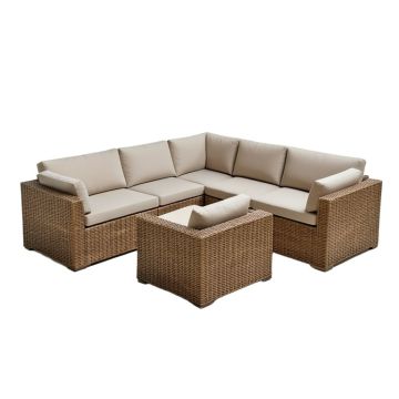 Dansk 7-Piece Modular Outdoor Conversational Furniture Set , Wicker Sectional Sofas W/ Cover