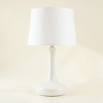 Reed Arc Table Lamp With A Plain Fabric Shade - White (synthetic illustration; no displayed measurements)
