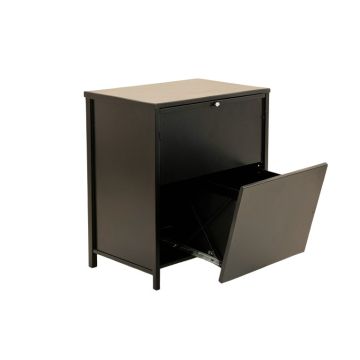 Olive Crest Freestanding Pull-Out Hamper Cabinet - Black
