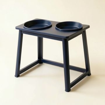Rowan Brook Pet Feeding Stand With Two Plain Empty Bowls - Navy (synthetic illustration; no displayed measurements)
