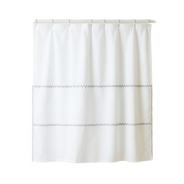 Glen Edge Shower Curtain Hanging Flat From A Plain Rod - White