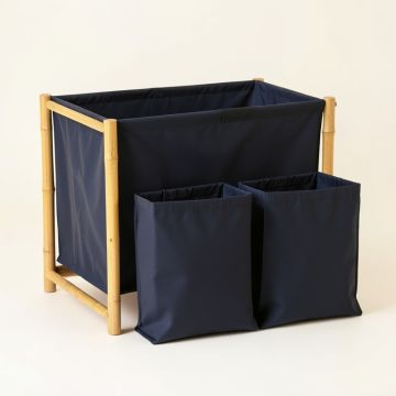 Meadow Arc Laundry Sorting Station With Plain Removable Bags (synthetic illustration; no displayed measurements)