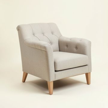 Bouwhuis 23.7 '' Wide Tufted Linen Armchair (synthetic illustration; no displayed measurements)