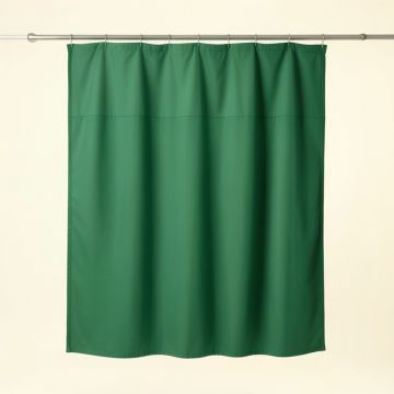 Ridge Arc Shower Curtain Hanging Flat From A Plain Rod - Green (synthetic illustration; no displayed measurements)