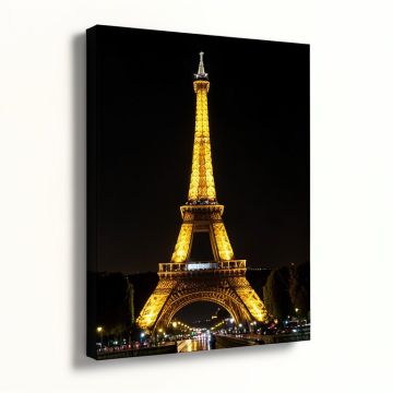 Led Lighted Famous Eiffel Tower Paris France At Night Photographic Print On Canvas (synthetic illustration; no displayed measurements)