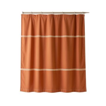Glen Crest Shower Curtain Hanging Flat From A Plain Rod - Terracotta