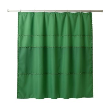 Willow Dale Shower Curtain Hanging Flat From A Plain Rod - Green