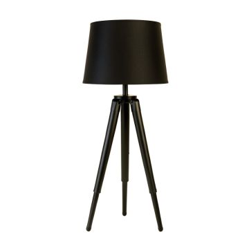 Wren Branch Floor Lamp With A Plain Fabric Shade - Black