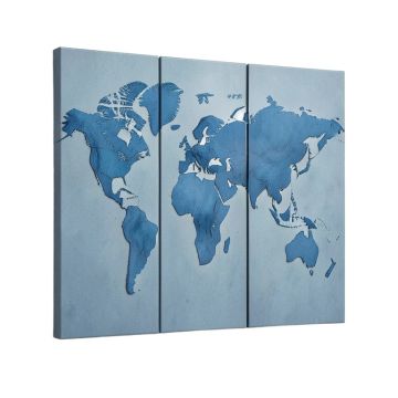 Textural World Map - Multi-Piece Image Print On Canvas