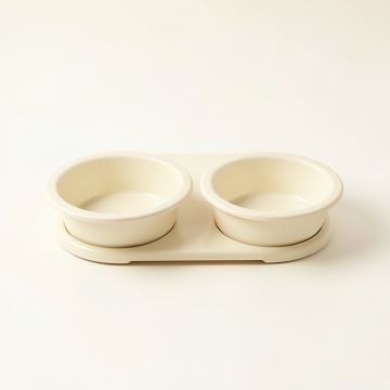 Moss Canyon Pet Feeding Stand With Two Plain Empty Bowls - Ivory (synthetic illustration; no displayed measurements)