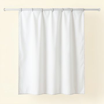 Willow Edge Shower Curtain Hanging Flat From A Plain Rod - White (synthetic illustration; no displayed measurements)