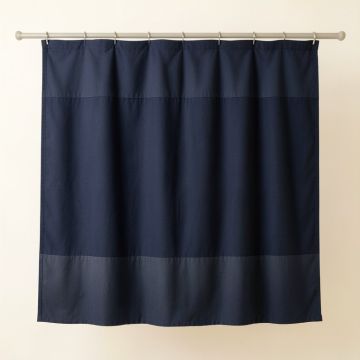 Cliff Branch Shower Curtain Hanging Flat From A Plain Rod - Navy (synthetic illustration; no displayed measurements)