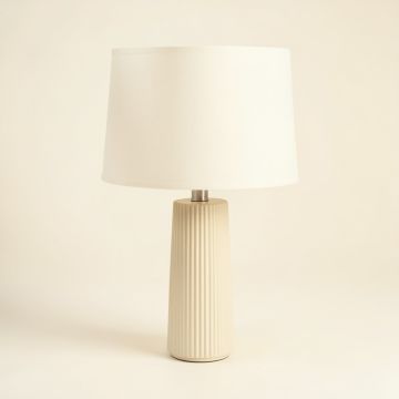 Elm Dale Table Lamp With A Plain Fabric Shade - Ivory (synthetic illustration; no displayed measurements)