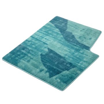 Abstract Wool Teal/Blue Indoor / Outdoor Area Rug