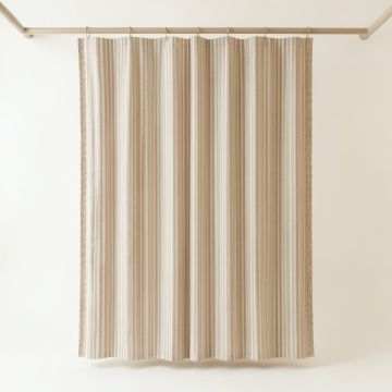 Bay Dale Shower Curtain Hanging Flat From A Plain Rod - Beige (synthetic illustration; no displayed measurements)