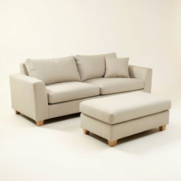 Ammeera 81 '' Wide Linen Reversible Sofa & Chaise With Ottoman (synthetic illustration; no displayed measurements)