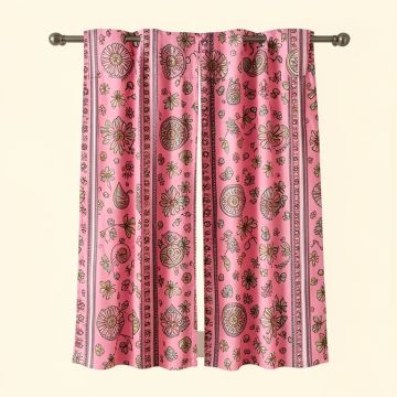Desaree Striped Primitive Shapes With Flowers Circles Ancient Folk Culture Inspired Trippy Motif Graphic Print & Text Semi-Sheer Rod Pocket Curtain Panel (synthetic illustration; no displayed measurements)