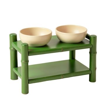 Hazel Canyon Pet Feeding Stand With Two Plain Empty Bowls - Green