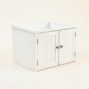 Reed Bridge Empty Furniture-Style Litter Enclosure - White (synthetic illustration; no displayed measurements)