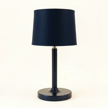 Juniper Arc Table Lamp With A Plain Fabric Shade (synthetic illustration; no displayed measurements)