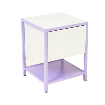 Desmon Metal Nightstand In White/Light Purple (synthetic illustration; no displayed measurements)