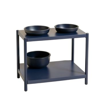 Pine Canyon Pet Feeding Stand With Two Plain Empty Bowls - Navy